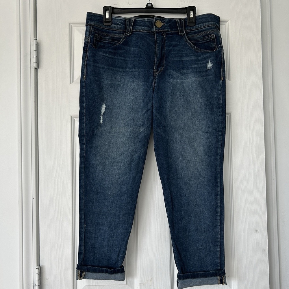 Democracy Ab Solution Jeans Size 16 Women's‎ Cropped Ankle Skinny Distressed EUC